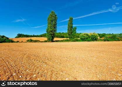 Plowed Sloping Fields of France in the Autumn