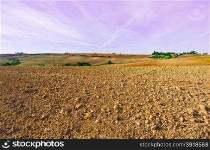Plowed Sloping Fields of Spain in the Autumn