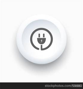 Plug icon on a white simple button