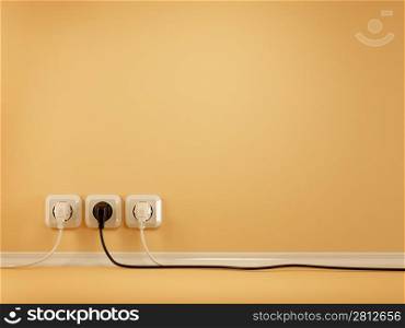 Plugs and Socket. Abstract background. 3d