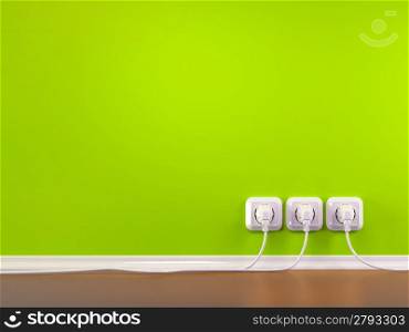 Plugs and Socket. Three-dimensional abstract background. 3d