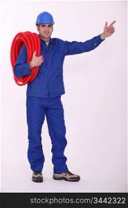 plumber in jumpsuit
