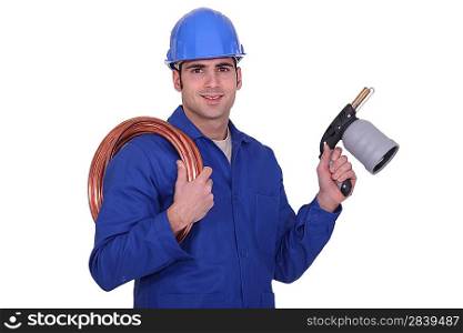 Plumber with a blowtorch