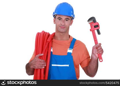 Plumber with a tool