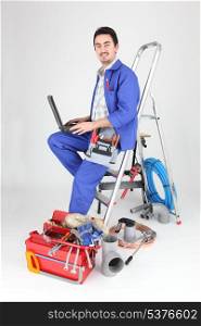 plumber with computer