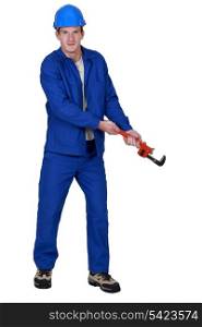 Plumber with wrench