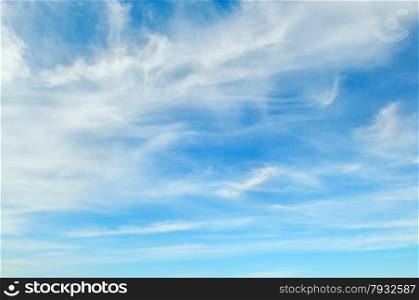 plumose clouds in the blue sky