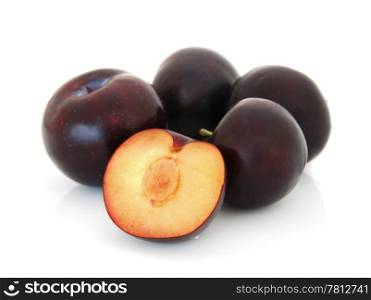 Plums isolated on white background. Plums