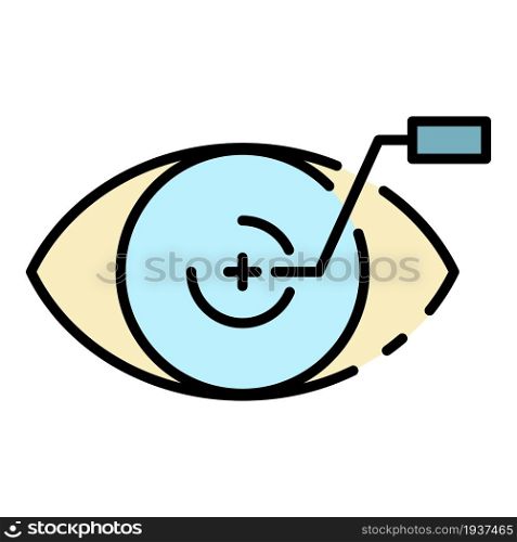 Plus contact lens icon. Outline plus contact lens vector icon color flat isolated. Plus contact lens icon color outline vector