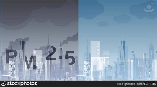 PM2.5 in city background architectural with drawings of modern for use web, magazine or poster vector design.