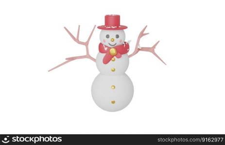 PNG Christmas pastel Scene With Snowman Cute characters. 3d Rendering illustration. snow winter season in holiday festival 