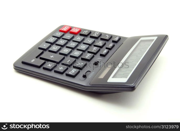 pocket calculator on a white background