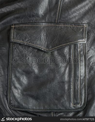 pocket closed on a black leather jacket