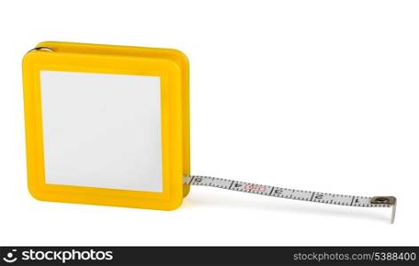 Pocket tape measure with blank label isolated on white