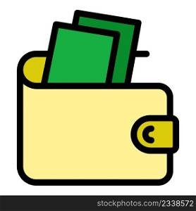 Pocket wallet icon. Outline pocket wallet vector icon color flat isolated. Pocket wallet icon color outline vector