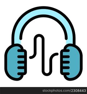 Podcast headphones icon. Outline podcast headphones vector icon color flat isolated. Podcast headphones icon color outline vector