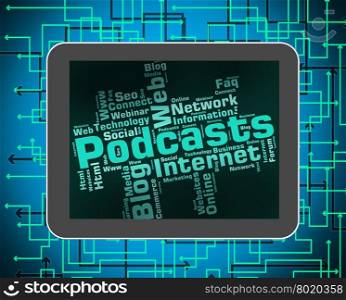 Podcast Word Indicating Streaming Broadcasts And Words
