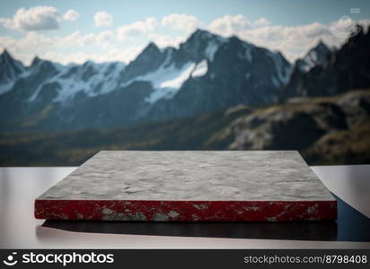 Podium for product advertisement or restaurant menus with beautiful background 3d illustrated