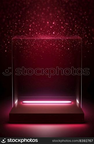 Podium for product advertisement or restaurant menus with colorful background, minimalist design