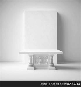 Podium for product advertisement or restaurant menus with marble podium 3d illustrated