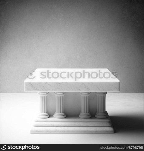 Podium for product advertisement or restaurant menus with marble podium 3d illustrated