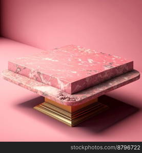 Podium for product advertisement or restaurant menus with pink background 3d illustrated