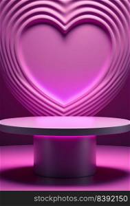 Podium for product advertisement or restaurant menus with valentines day background