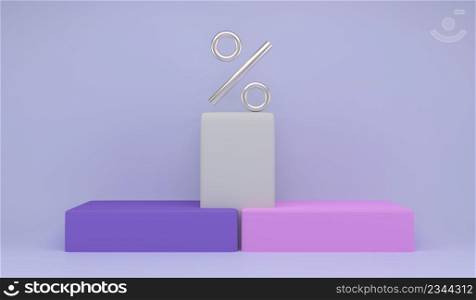 Podium for top position with percentage symbol for concept: champions of percent, discount or winner in market competition. 3d.. Podium for top position with percentage symbol for concept: champions of percent, discount or winner. 3d.