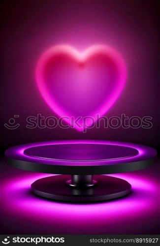 Podium for valentine day product advertisement or restaurant menus with beautiful valentine day background