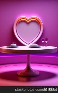 Podium for valentine day product advertisement or restaurant menus with minimalist objects valentine day theme