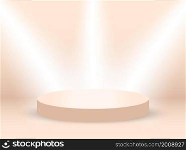Podium in 3D style. Stand display cosmetic product in pastel colors. Realistic luxury background concept. Empty space for placing text and products. . Podium in 3D style. Stand display cosmetic product in pastel colors.
