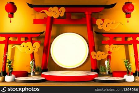 Podium - Pedestal for traditional Japanese products for editing. 3D rednering