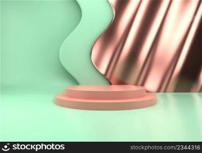 Podium use for product presentation. Abstract wave background. 3d rendering.. Podium use for product presentation. Abstract wave background. 3d rendering - illustration.