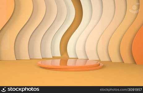 Podium use for product presentation. Abstract wave background. 3d rendering.. Podium use for product presentation. Abstract wave background. 3d rendering - illustration.