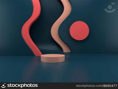 Podium use for product presentation. Abstract wave background. 3d rendering.. Podium use for product presentation. Abstract wave background. 3d rendering - illustration.
