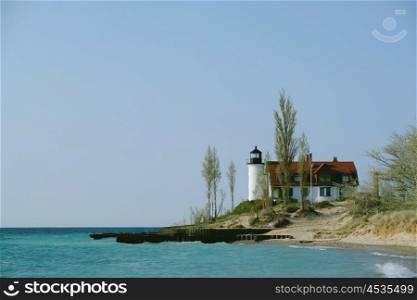 Point Betsie Lighthouse, built in 1858, Lake Michigan, MI, USA