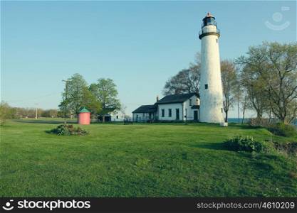 Pointe aux Barques Lighthouse, built in 1848, Lake Huron, Michigan, USA