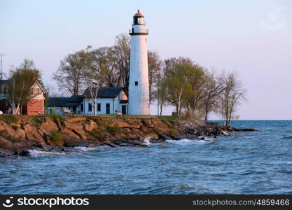 Pointe aux Barques Lighthouse, built in 1848, Lake Huron, Michigan, USA