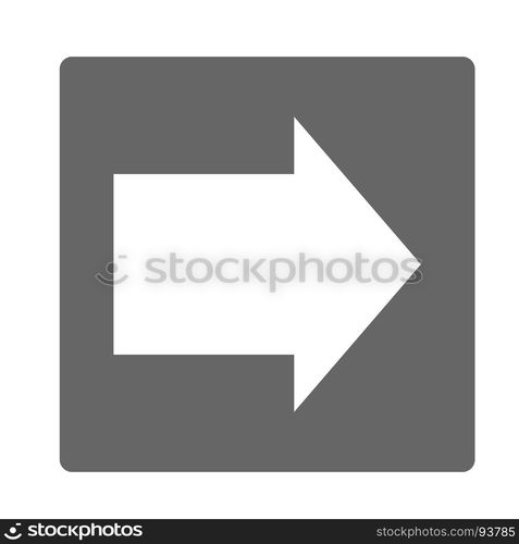 Pointer, arrow in modern flat style. Arrow button isolated on white background. Symbol for web design, site, app, UI.