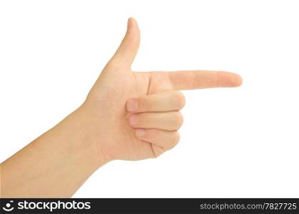 Pointing hand (or shooting) isolated on white background