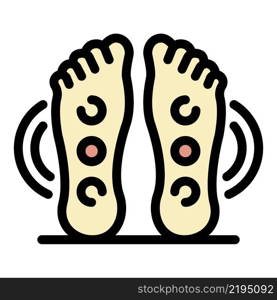 Points on the feet icon. Outline points on the feet vector icon color flat isolated. Points on the feet icon color outline vector