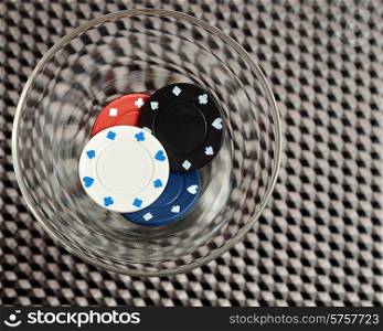 Poker chips in a Martini glass