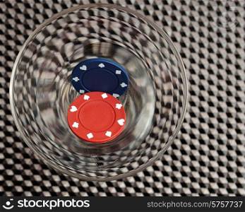 Poker chips in a Martini glass