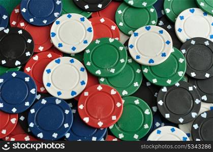 poker chips with shallow depth of field