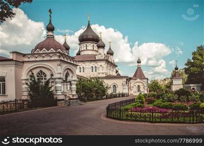Pokrovsky Abbey. Architecture view. Historical buildings. Ukraine, Kyiv 2018