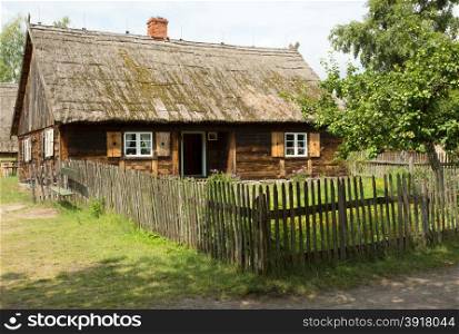 Poland in summer. The historic cottage village of te 19th century from the area of Pomerania.Outdoor museum in Wdzydze Kiszewskie