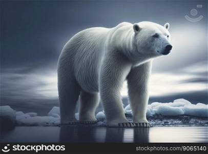 Polar bear, full body, front view. Looking straight. Northern wildlife. Generative AI.. Polar bear, full body, front view. Looking straight. Northern wildlife. Generative AI