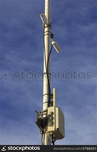 pole with surveillance cameras
