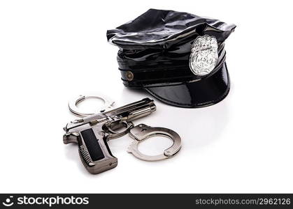 Police accessories isolated on white