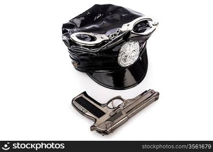 Police accessories isolated on white
